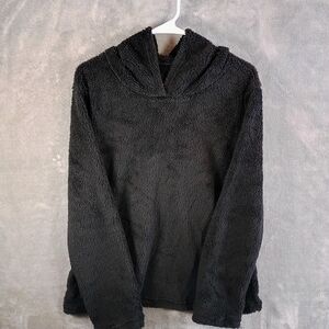 Plush Black Hoodie for Women